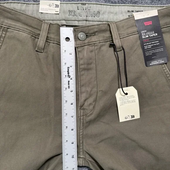 Levi's XX Chino Slim Taper 31x32 Green Stretch Mens PantsKhaki Garment Dyed